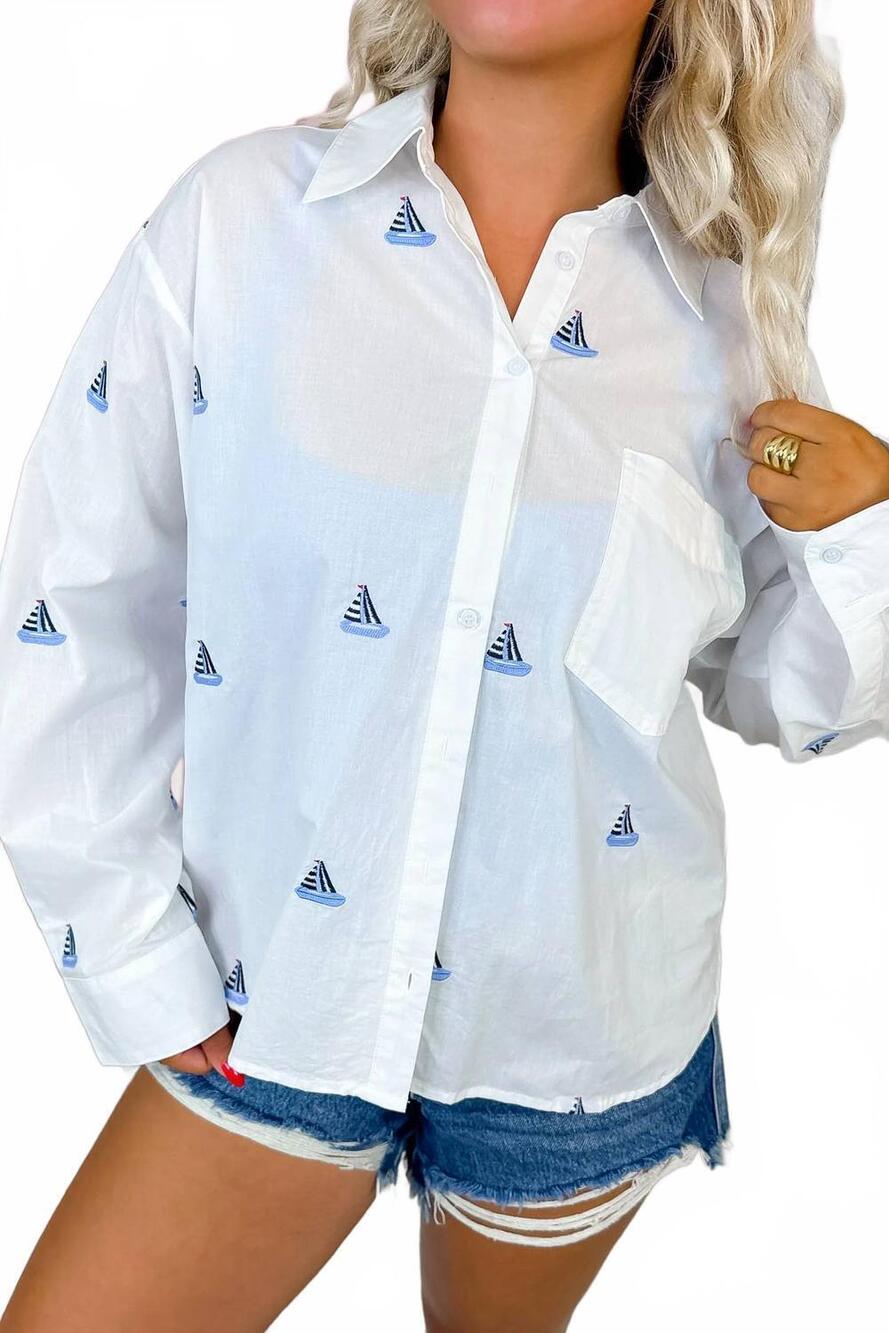 NEW &MERCI women's sail away with me top in white